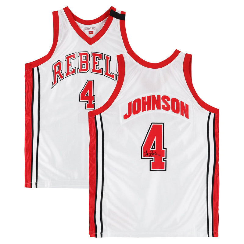 Larry Johnson UNLV Rebels Autographed Fanatics Authentic White Mitchell & Ness 1989 Authentic Jersey