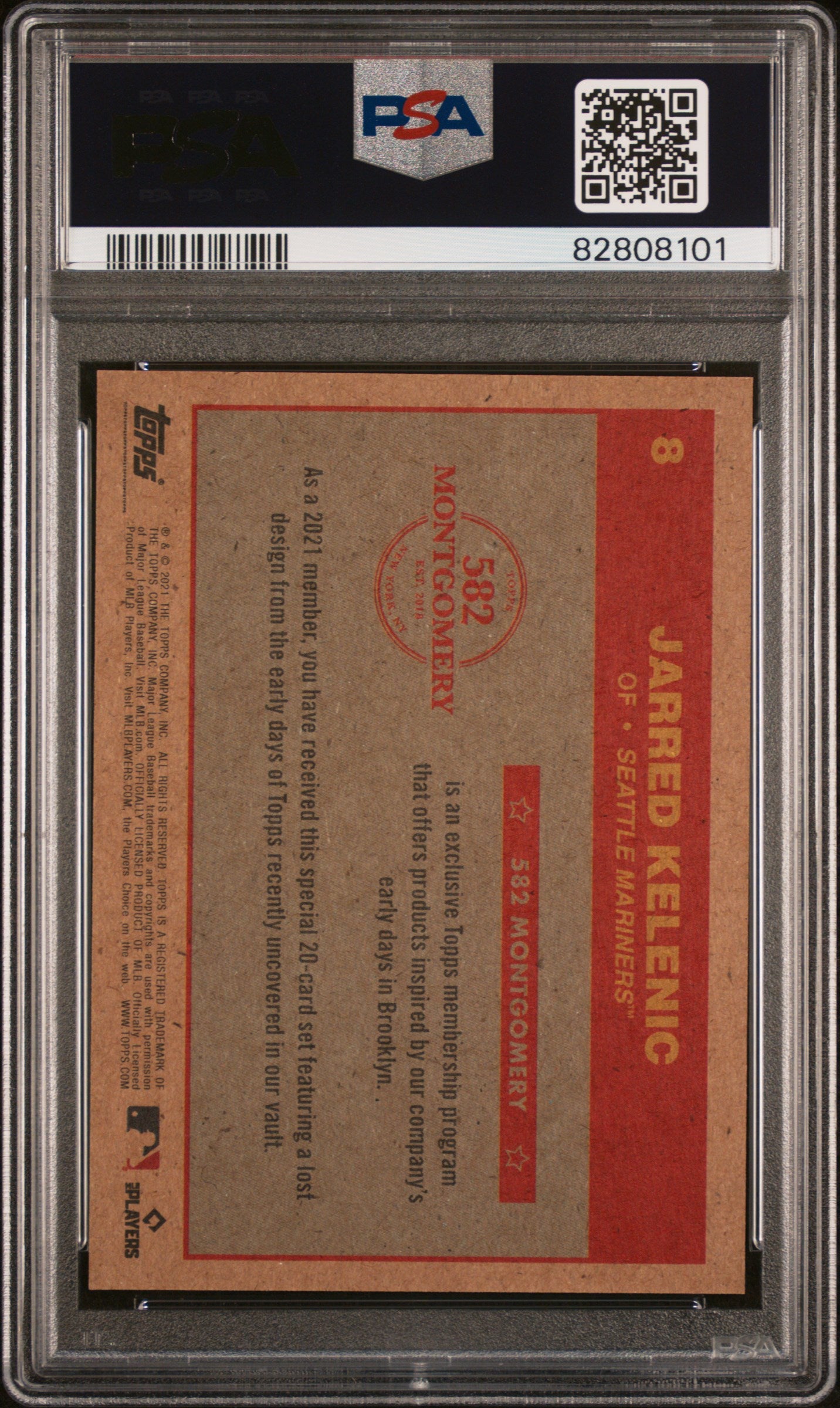 2021 Topps 582 Montgomery Jarred Kelenic #8 RC PSA 10