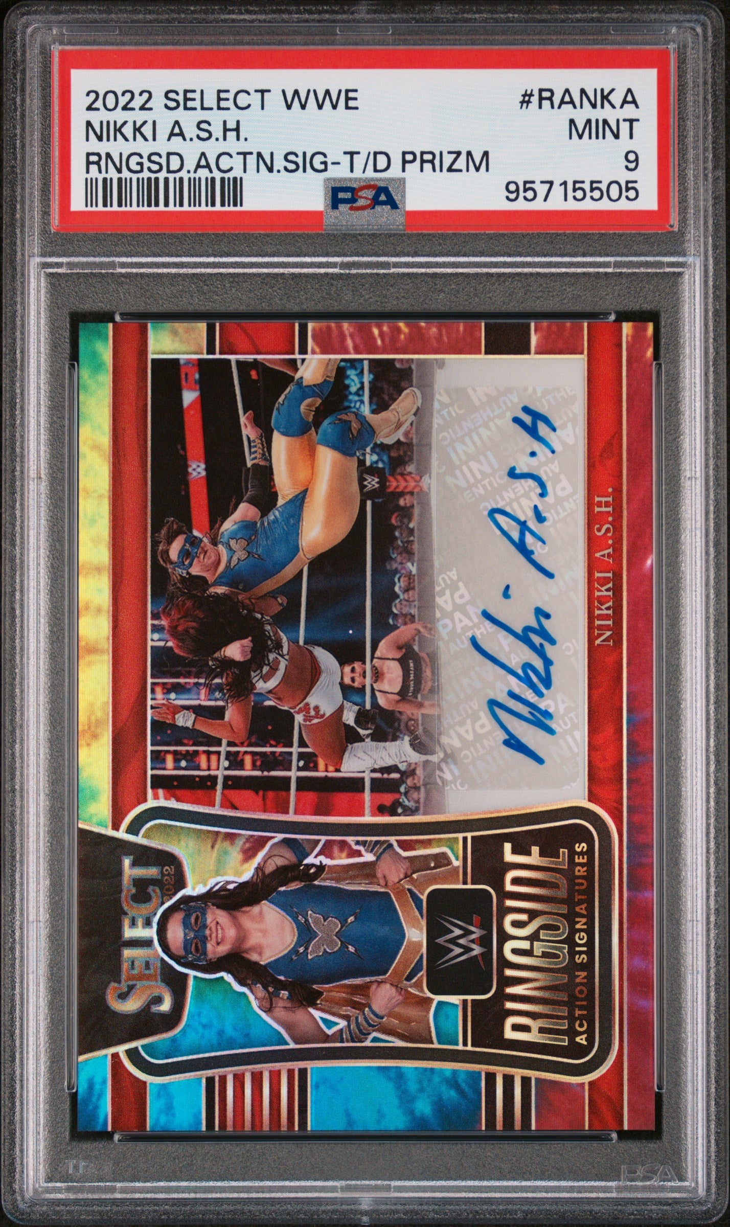 2022 Panini Select WWE Ringside Action Signatures Nikki A.S.H. /25 PSA 9