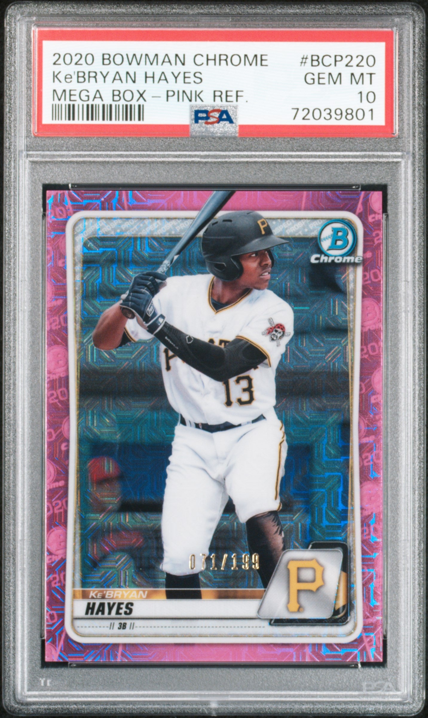 2020 Bowman Chrome Mega Box #BCP220 Ke'Bryan Hayes Prospects Pink Refractor /199 PSA 10