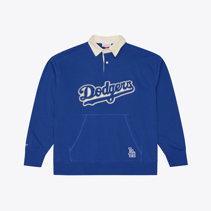 Mitchell & Ness Los Angeles Dodgers Royal Retro Roots French Terry Fleece Polo Sweatshirt