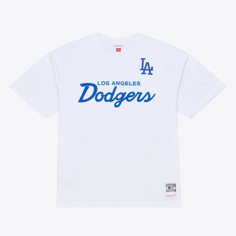 Mitchell & Ness Los Angeles Dodgers White Head Coach T-Shirt