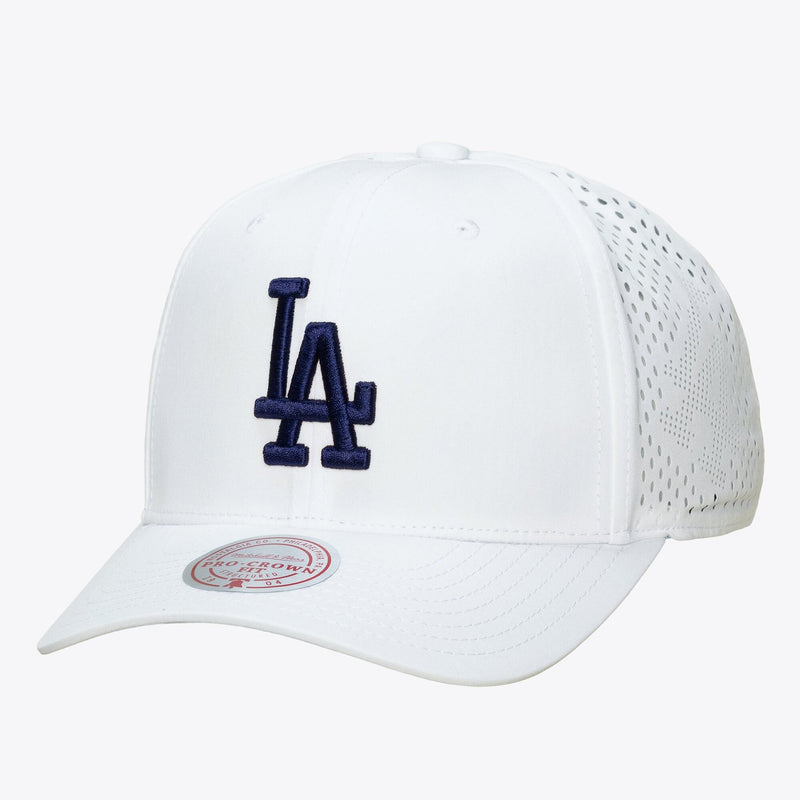 Mitchell & Ness Los Angeles Dodgers White Perfect Logo Pro Crown Snapback Hat