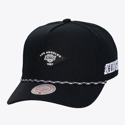 Mitchell & Ness Los Angeles Kings Black Fine Print Pro Pinch Snapback Hat