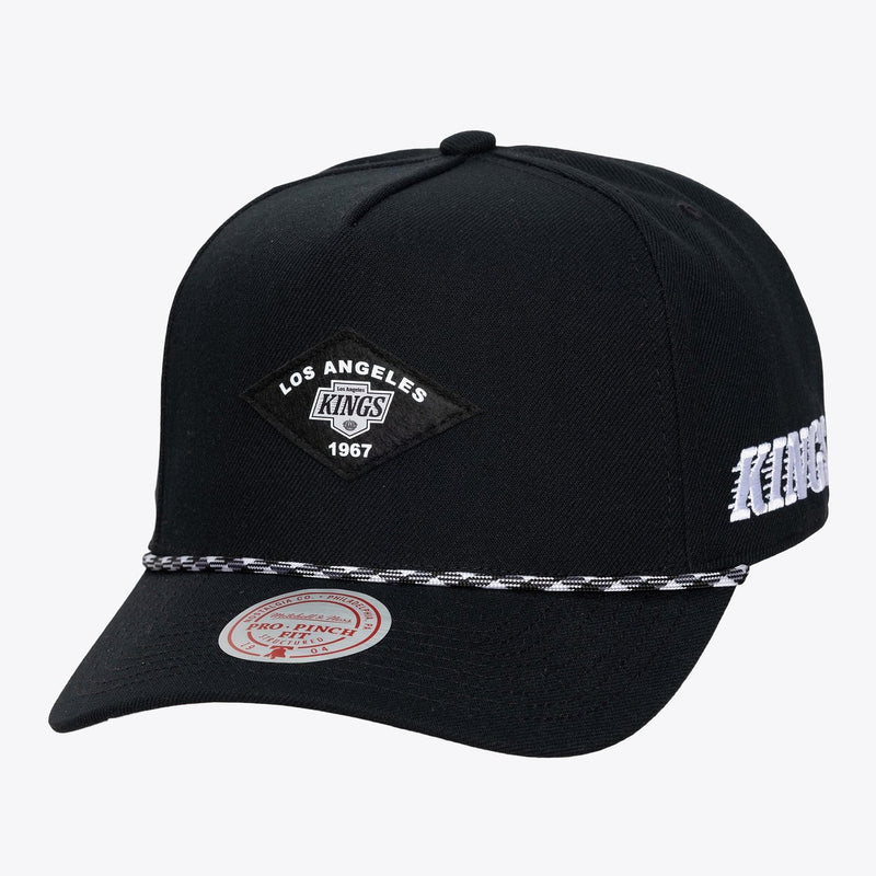Mitchell & Ness Los Angeles Kings Black Fine Print Pro Pinch Snapback Hat