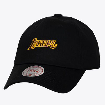 Mitchell & Ness Los Angeles Lakers Black Hardwood Classics Insignia 1904 Dad Adjustable Hat