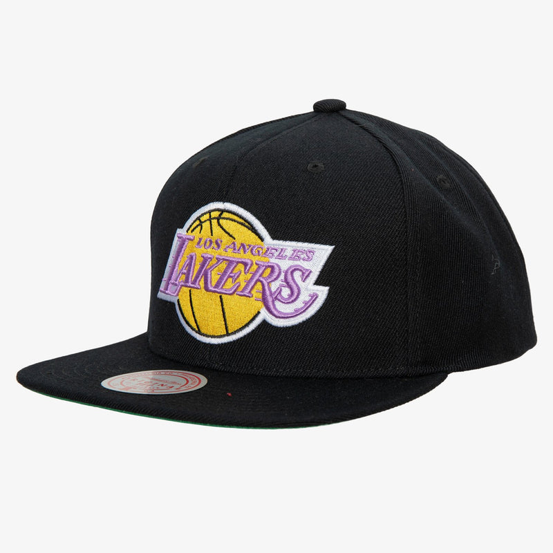 Mitchell & Ness Los Angeles Lakers Black Hardwood Classics Top Spot Snapback Hat