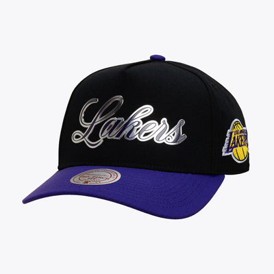 Mitchell & Ness Los Angeles Lakers Black Legacy Made Chrome Pro Pinch Snapback Hat