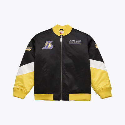 Mitchell & Ness Los Angeles Lakers Black Triple Check Heavyweight Satin Full-Zip Jacket