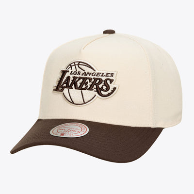 Mitchell & Ness Los Angeles Lakers Cream & Brown Pro Pinch Snapback Hat