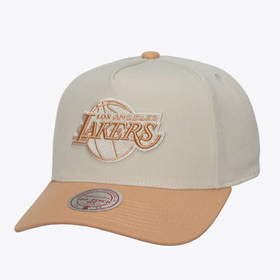 Mitchell & Ness Los Angeles Lakers Cream Chalk Dust Pro Pinch Snapback Hat