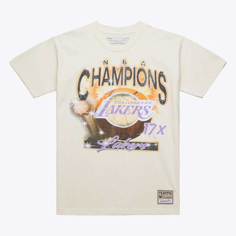 Mitchell & Ness Los Angeles Lakers Cream Hardwood Classics Boom T-Shirt