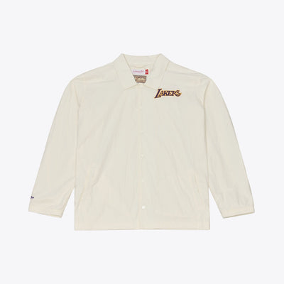 Mitchell & Ness Los Angeles Lakers Cream Retro Roots Coaches Full-Snap Jacket