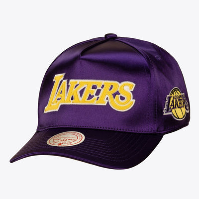 Mitchell & Ness Los Angeles Lakers Purple Zig Zag Satin Pro Pinch Snapback Hat
