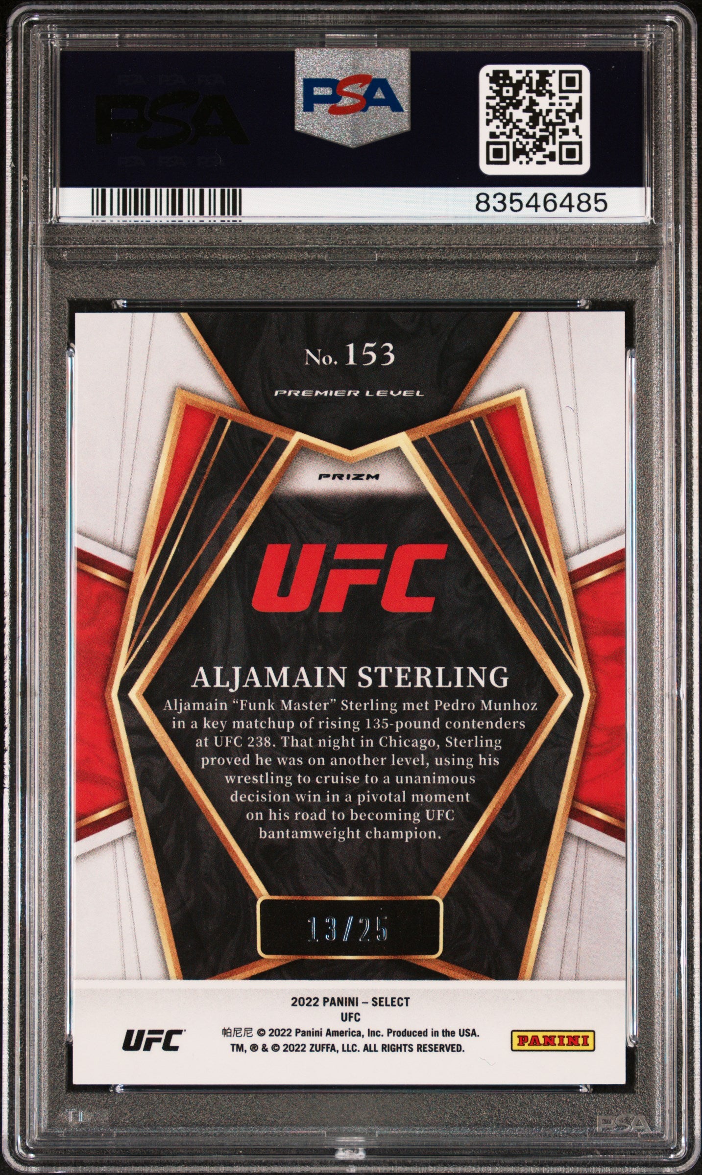 2022 Select UFC Tie-Dye Prizm 13/25 SSP Aljamain Sterling PSA 10