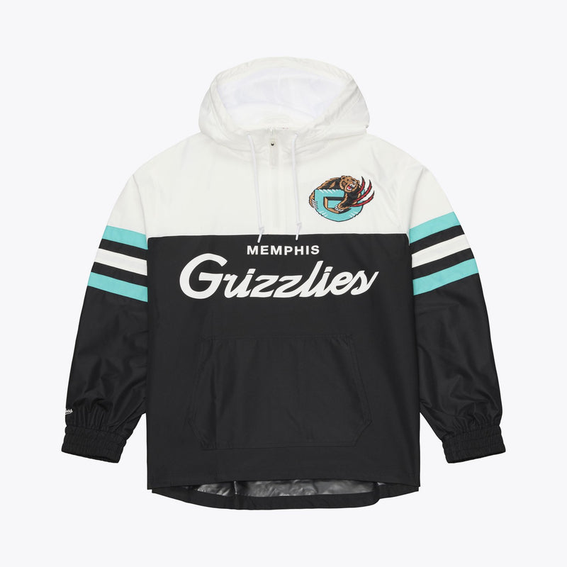 Mitchell & Ness Memphis Grizzlies Black Head Coach Lightweight Anorak Quarter-Zip Windbreaker