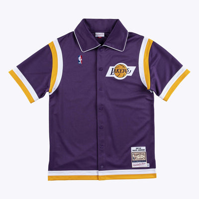 Mitchell & Ness Magic Johnson Purple Los Angeles Lakers 1987-88 Authentic Shooting T-Shirt