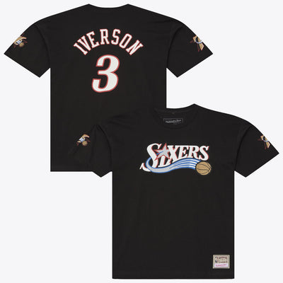 Allen Iverson Philadelphia 76ers Mitchell & Ness Hardwood Classics Name & Number Classic T-Shirt - Black
