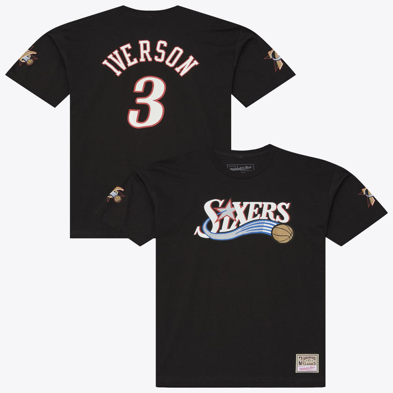 Allen Iverson Philadelphia 76ers Mitchell & Ness Hardwood Classics Name & Number Classic T-Shirt - Black