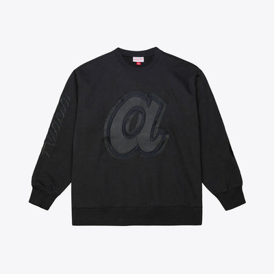 Atlanta Braves Mitchell & Ness Phantom Fleece Crewneck Sweatshirt - Black