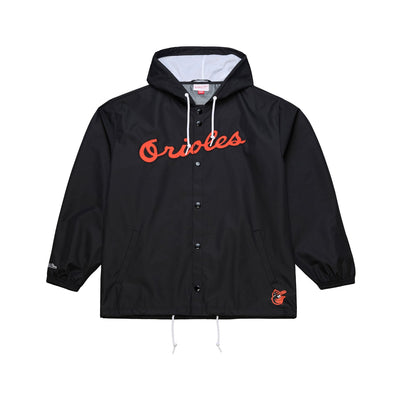Baltimore Orioles Mitchell & Ness Full-Snap Hooded Coaches Jacket - Black