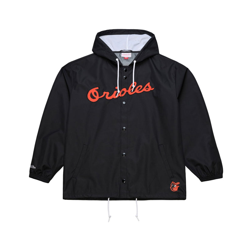 Baltimore Orioles Mitchell & Ness Full-Snap Hooded Coaches Jacket - Black
