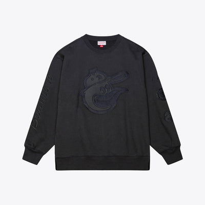 Baltimore Orioles Mitchell & Ness Phantom Fleece Crewneck Sweatshirt - Black