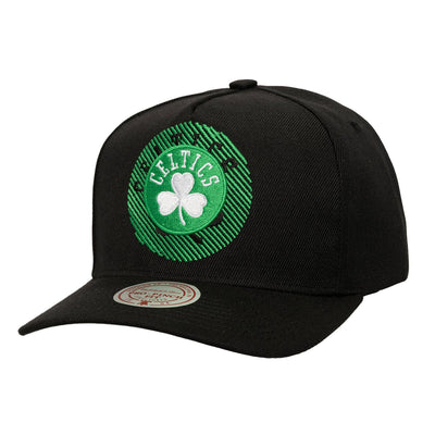 Boston Celtics Mitchell & Ness Tilted Pro Pinch Adjustable Hat - Black