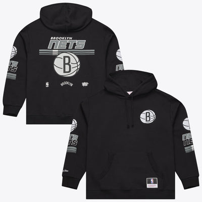 Brooklyn Nets Mitchell & Ness Triple Check Fleece Hoodie - Black