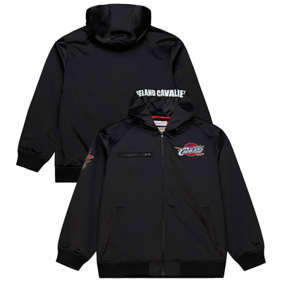 Cleveland Cavaliers Mitchell & Ness Hardwood Classics Nights Walk the Tunnel Satin Bomber Full-Snap Hooded Jacket - Black