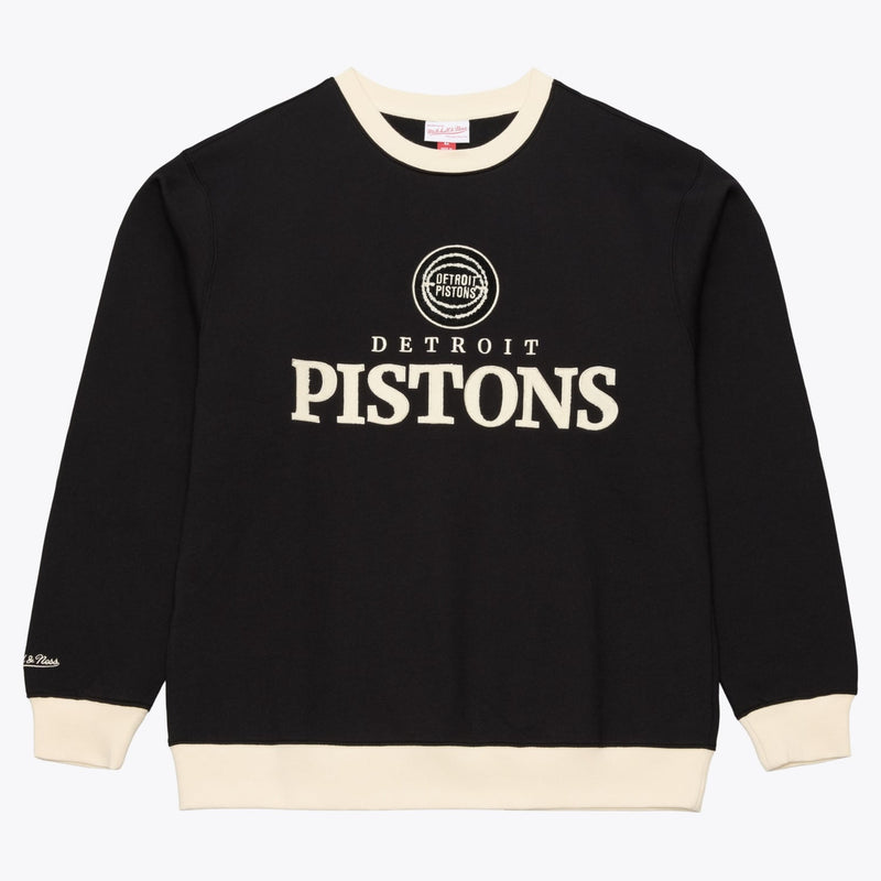 Detroit Pistons Mitchell & Ness Cookies & Cream Fleece Crewneck Sweatshirt - Black
