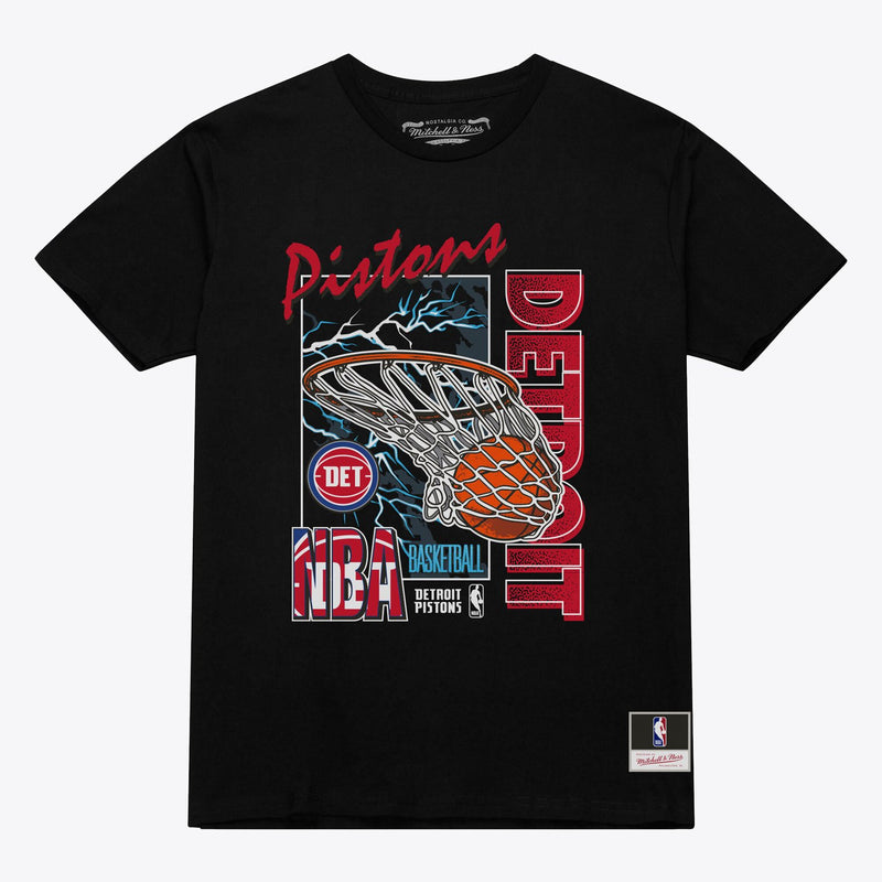 Detroit Pistons Mitchell & Ness Lightning Swish T-Shirt - Black