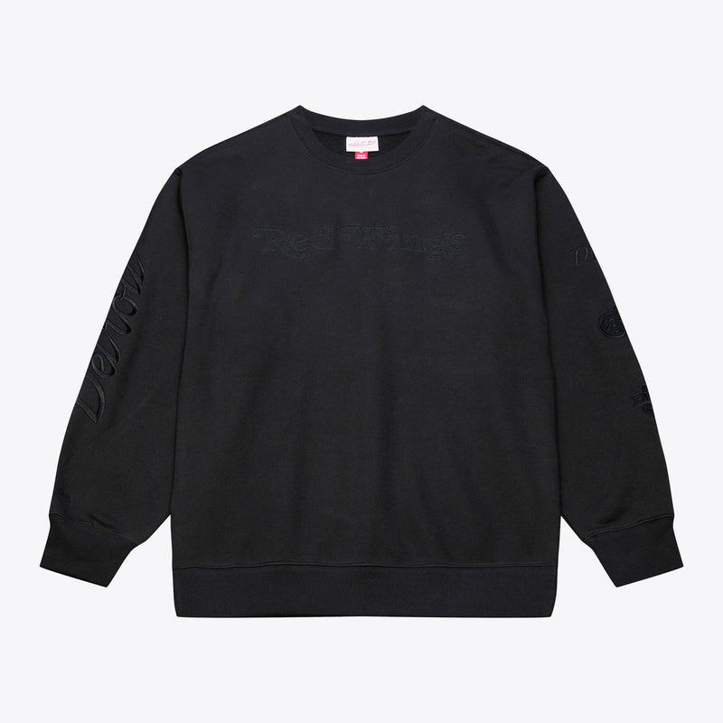 Detroit Red Wings Mitchell & Ness Phantom Fleece Crew Neck Sweatshirt - Black