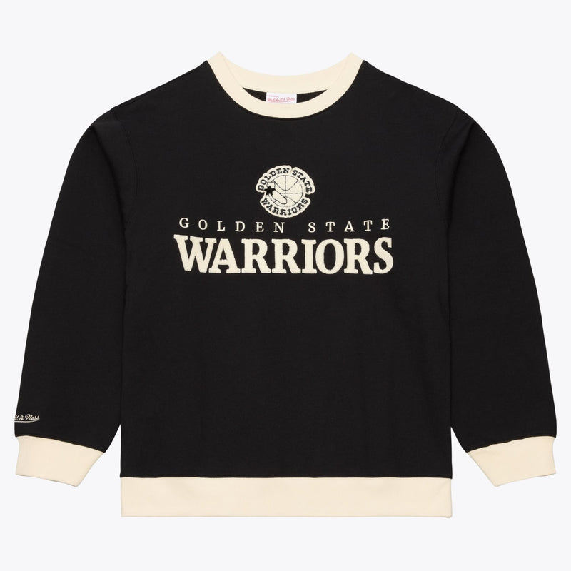 Golden State Warriors Mitchell & Ness Cookies & Cream Fleece Crewneck Sweatshirt - Black