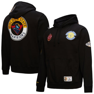 Golden State Warriors Mitchell & Ness Hardwood Classics Blackout Collection Pullover Hoodie - Black