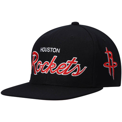 Houston Rockets Mitchell & Ness Hardwood Classics Script 2.0 Snapback Hat - Black