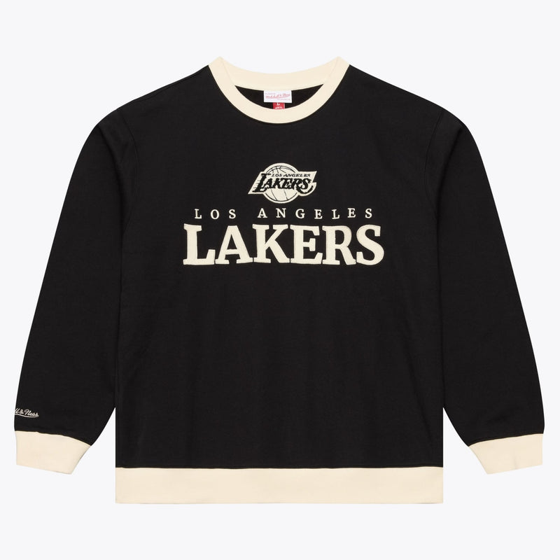 Los Angeles Lakers Mitchell & Ness Cookies & Cream Fleece Crewneck Sweatshirt - Black