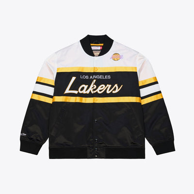 Los Angeles Lakers Mitchell & Ness Hardwood Classics Head Coach Lightweight Satin Full-Snap Jacket - Black
