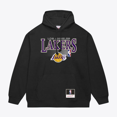 Los Angeles Lakers Mitchell & Ness Team Name Stack & Logo Hoodie - Black