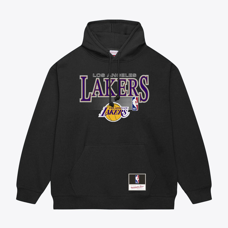 Los Angeles Lakers Mitchell & Ness Team Name Stack & Logo Hoodie - Black