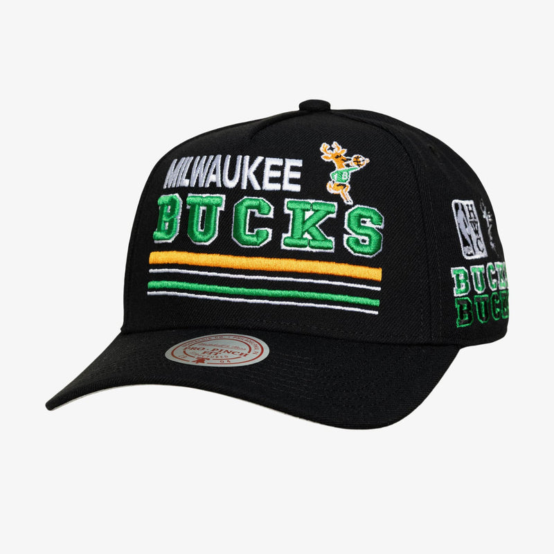 Milwaukee Bucks Mitchell & Ness Hardwood Classics Triple Check Pro Snapback Hat - Black