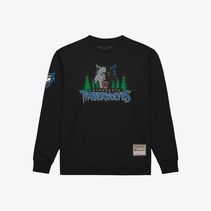 Minnesota Timberwolves Mitchell & Ness Duel Logos Sweatshirt - Black