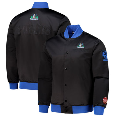 Minnesota Timberwolves Mitchell & Ness Hardwood Classics Team OG 3.0 Lightweight Satin Full-Snap Jacket - Black