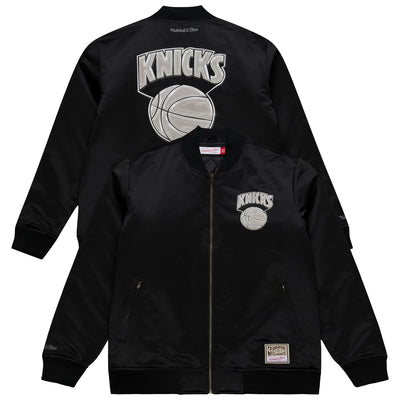 New York Knicks Mitchell & Ness Chrome Satin Bomber Full-Zip Jacket - Black