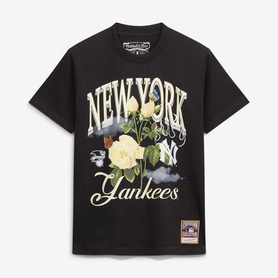 New York Yankees Mitchell & Ness Cooperstown Floral T-Shirt - Black