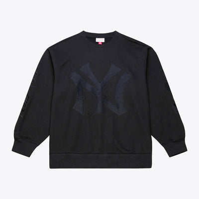 New York Yankees Mitchell & Ness Phantom Fleece Crewneck Sweatshirt - Black