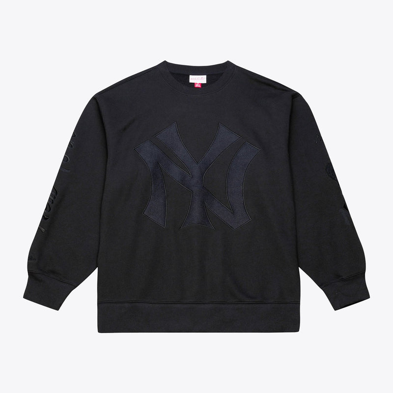 New York Yankees Mitchell & Ness Phantom Fleece Crewneck Sweatshirt - Black