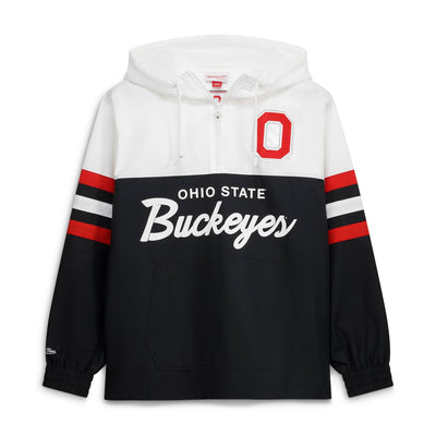 Ohio State Buckeyes Mitchell & Ness Head Coach Lightweight Anorak Half-Zip Windbreaker - Black