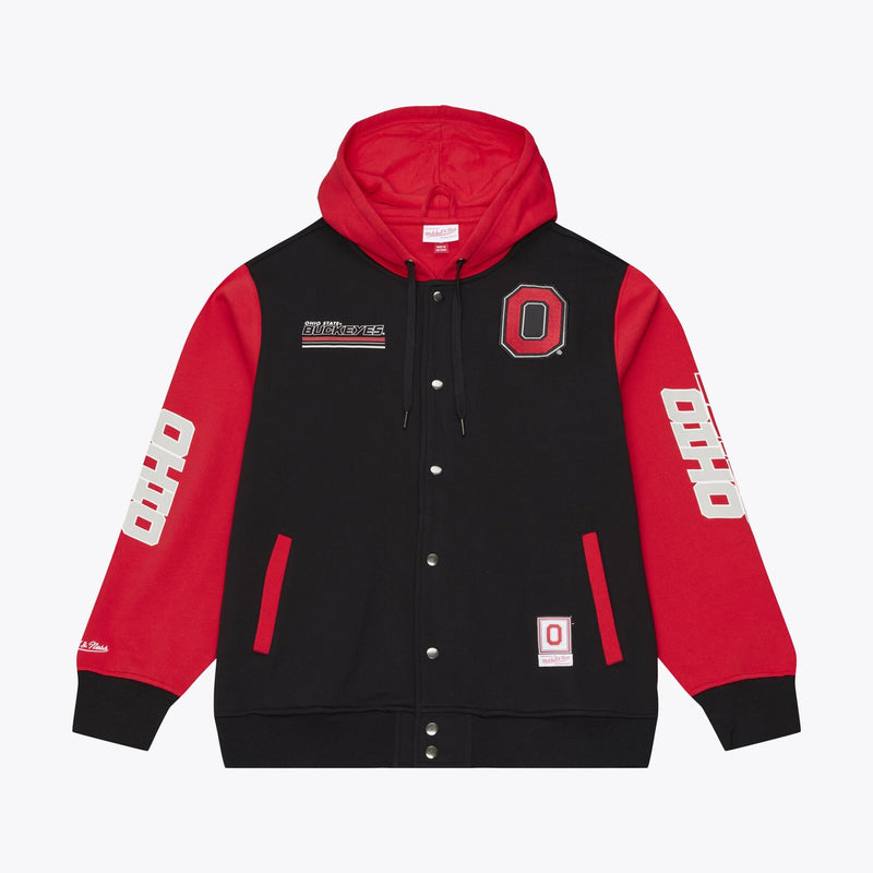 Ohio State Buckeyes Mitchell & Ness Triple Check Courtside Full-Snap Fleece Jacket - Black