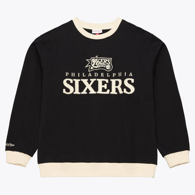 Philadelphia 76ers Mitchell & Ness Cookies & Cream Fleece Crewneck Sweatshirt - Black